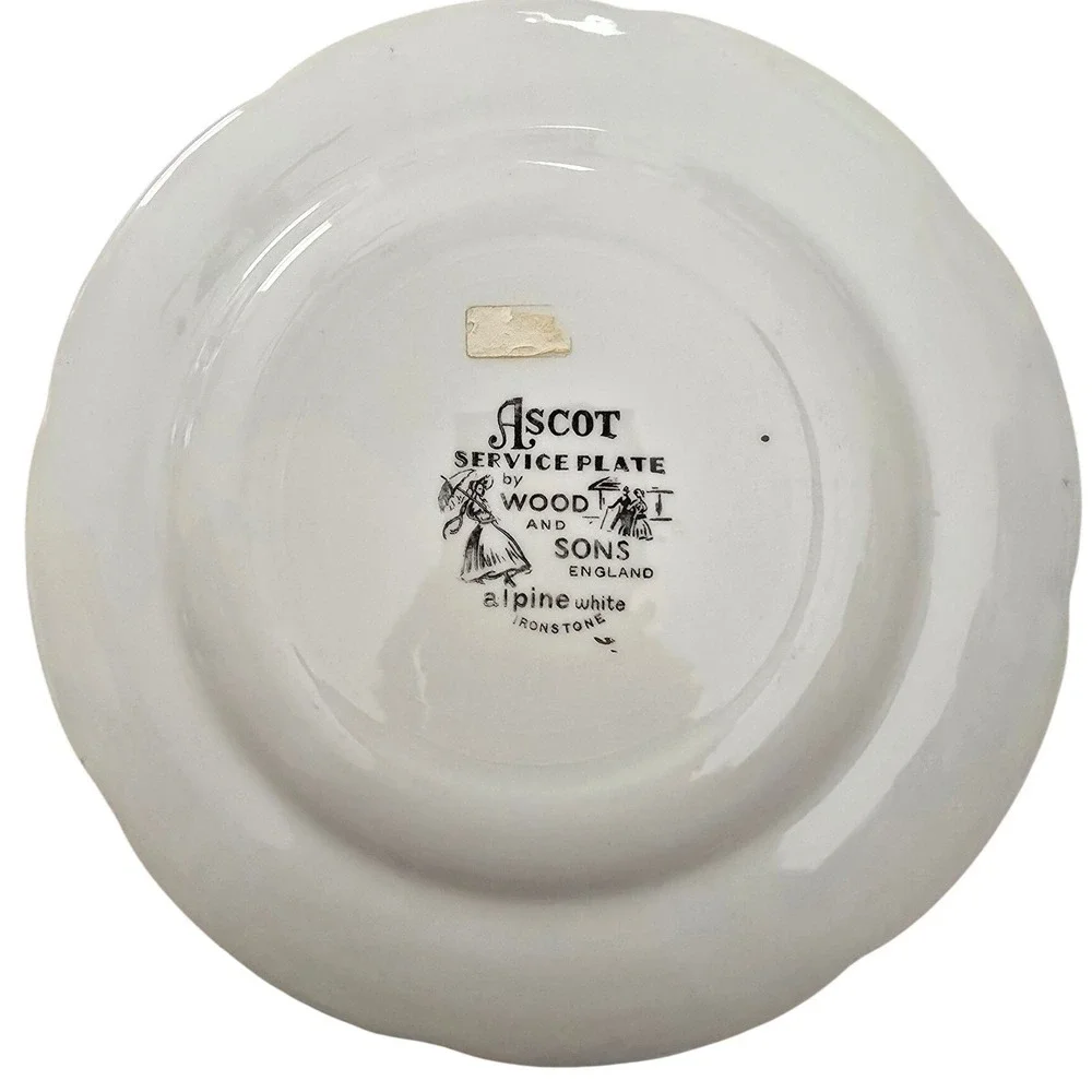 Wood and‎ Sons Ascot Service Plate Alpine White Ironstone English Village Scene